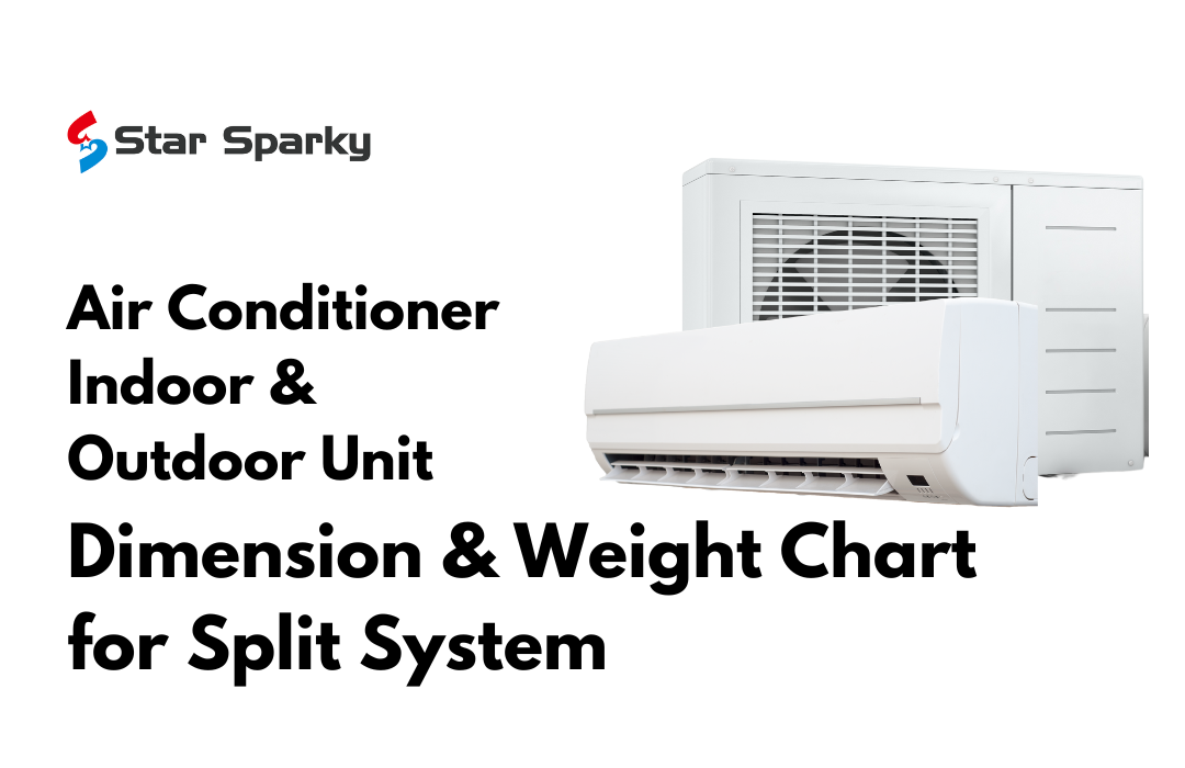 Dimensions and Weights Chart for Split System Air Conditioner Indoor and Outdoor Units