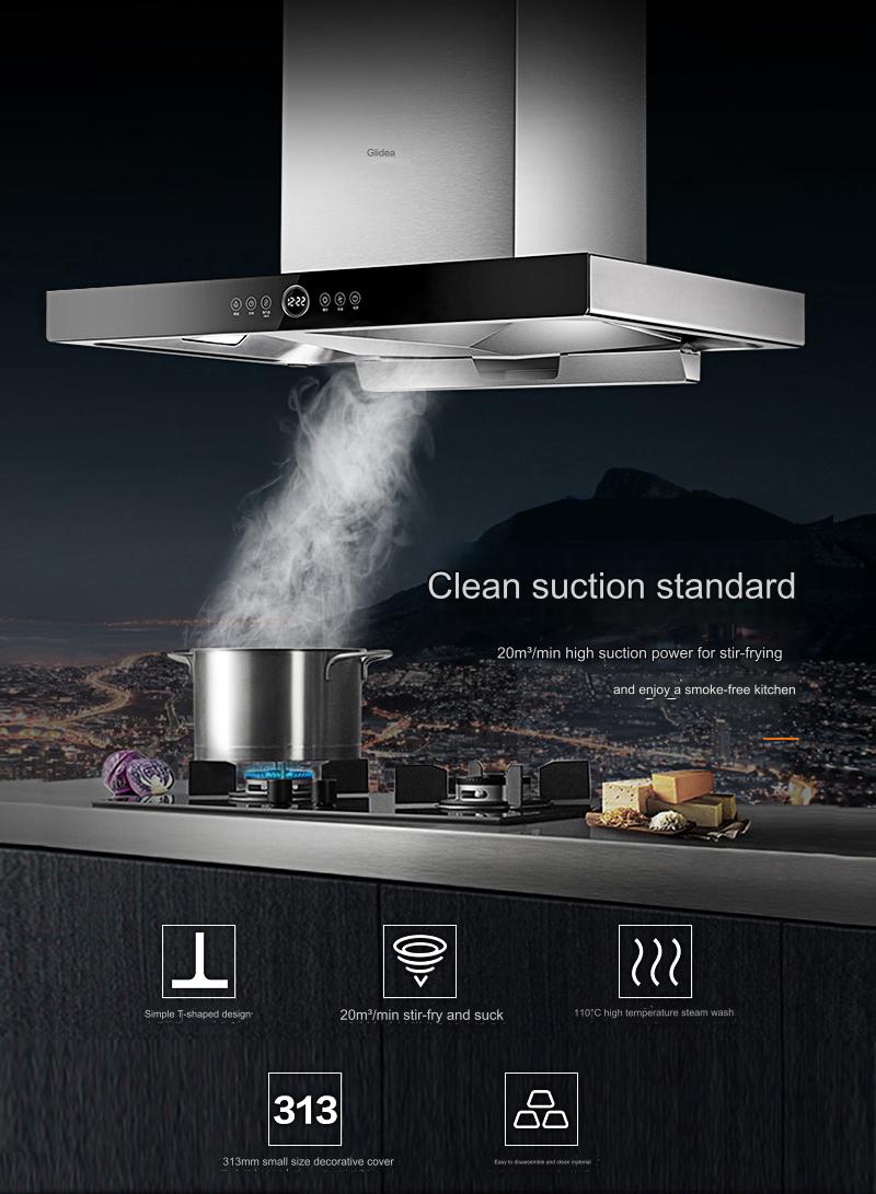 Midea Canopy Self Cleaning Rangehood Black 90cm MHAT90S