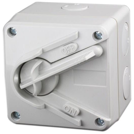 Lockable Mini Weather Protected Isolator Switch 1 Pole 20A -MUKF-1P20 - Star Sparky Direct